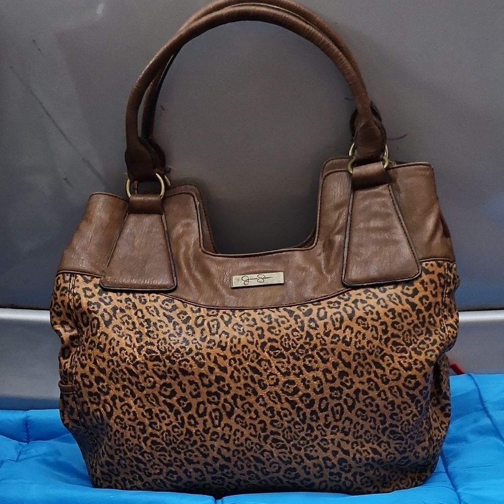 Jessica Simpson Tan Leopard Print Shoulder Bag